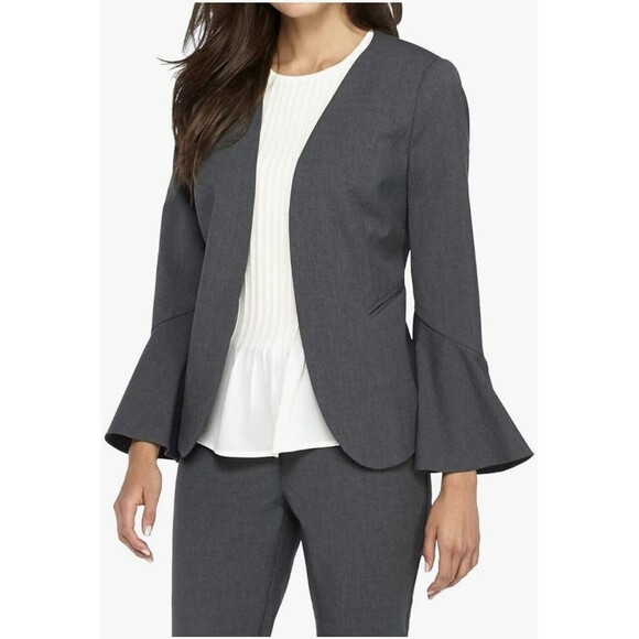 The Limited Women's Plus Bell Sleeve Blazer Grey Essentials 18W Career Work NWT - Picture 1 of 12